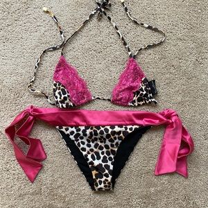 Beach bunny leopard pink bikini